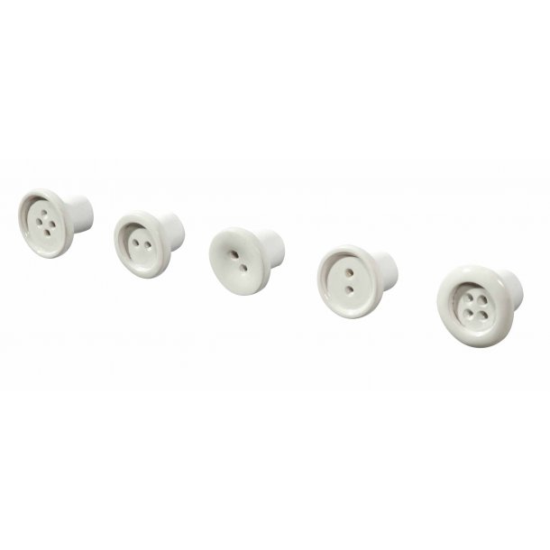 Button Up Wall Hooks set/5 - hvid