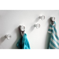 Button Up Wall Hooks set/5 - hvid